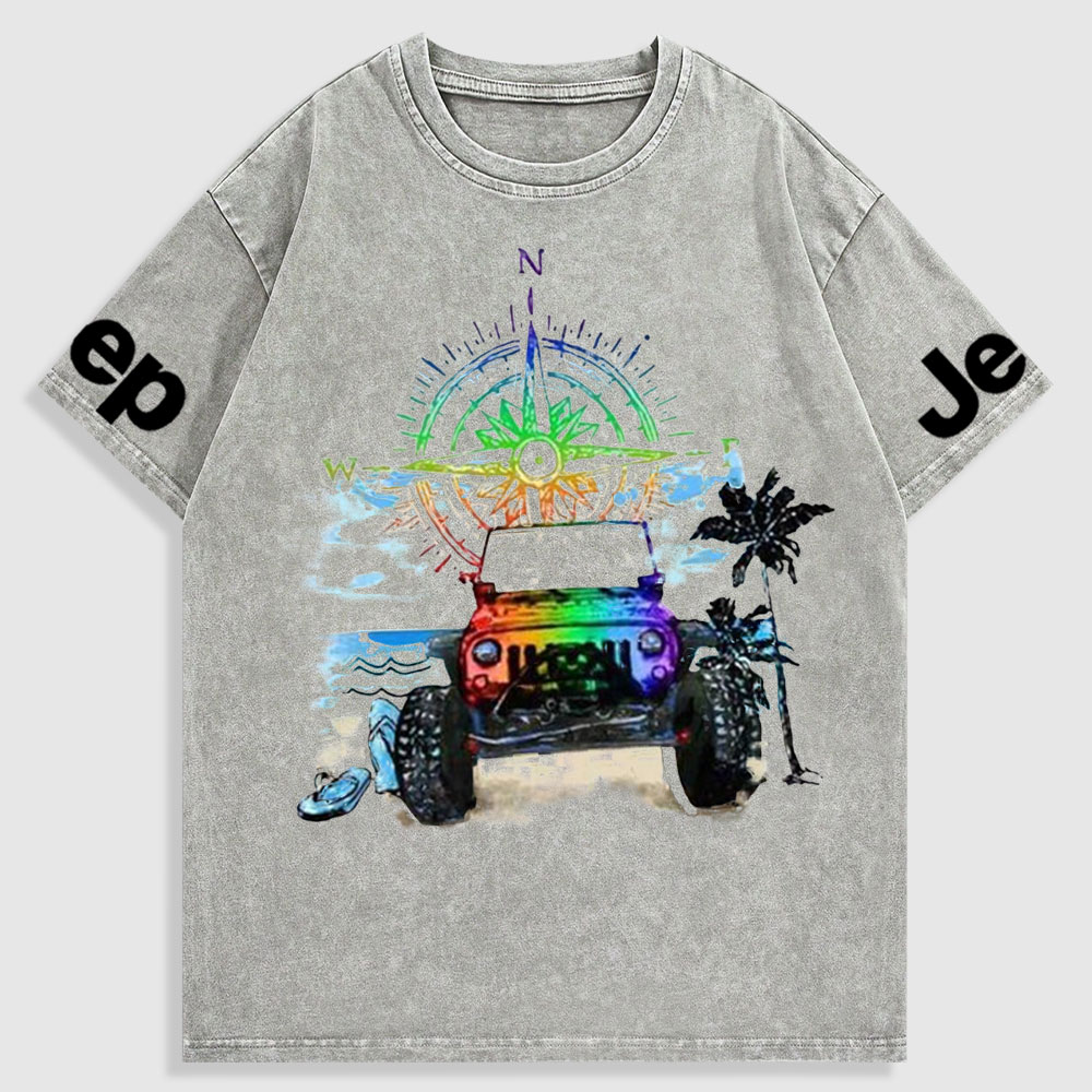 Rainbow Jp and Compass Washed T-Shirt