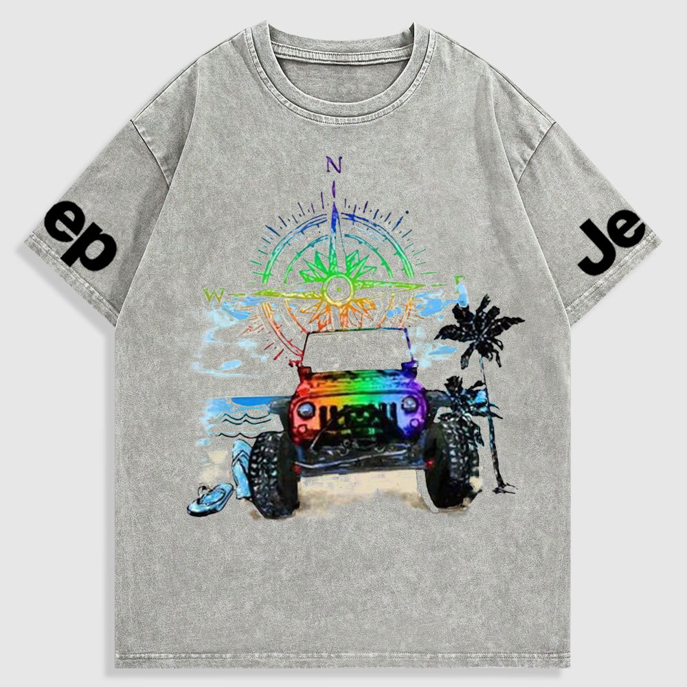 Rainbow Jp and Compass Washed T-Shirt