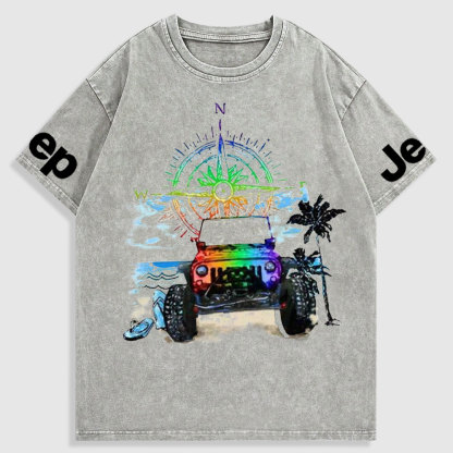 Rainbow Jp and Compass Washed T-Shirt