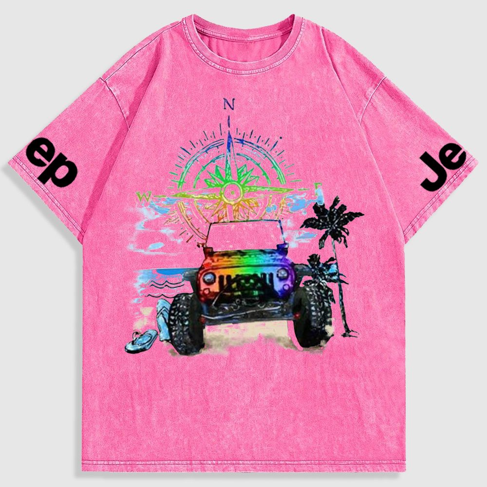 Rainbow Jp and Compass Washed T-Shirt