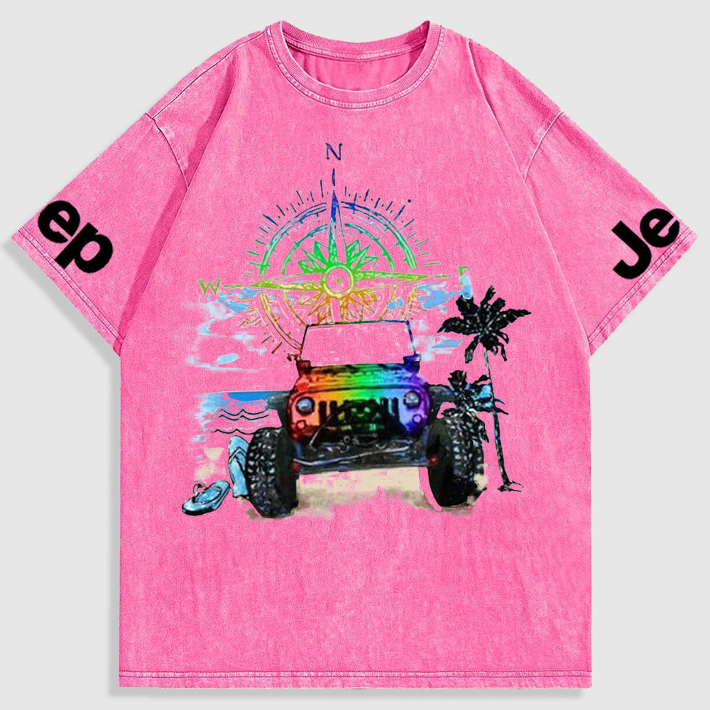 Rainbow Jp and Compass Washed T-Shirt