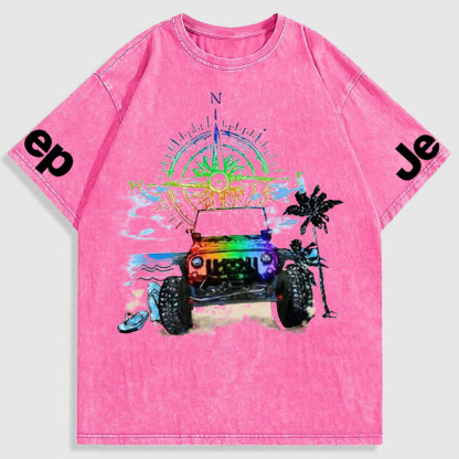 Rainbow Jp and Compass Washed T-Shirt