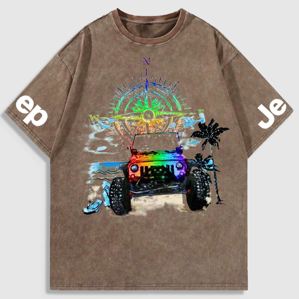 Rainbow Jp and Compass Washed T-Shirt