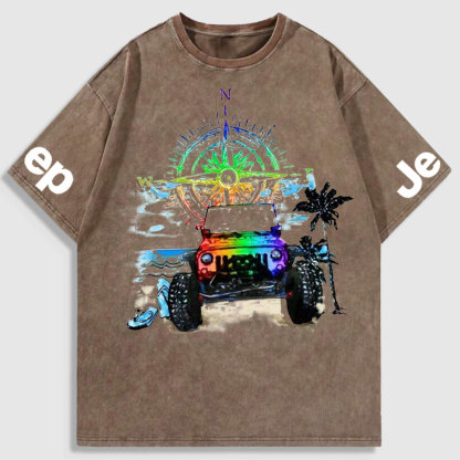 Rainbow Jp and Compass Washed T-Shirt