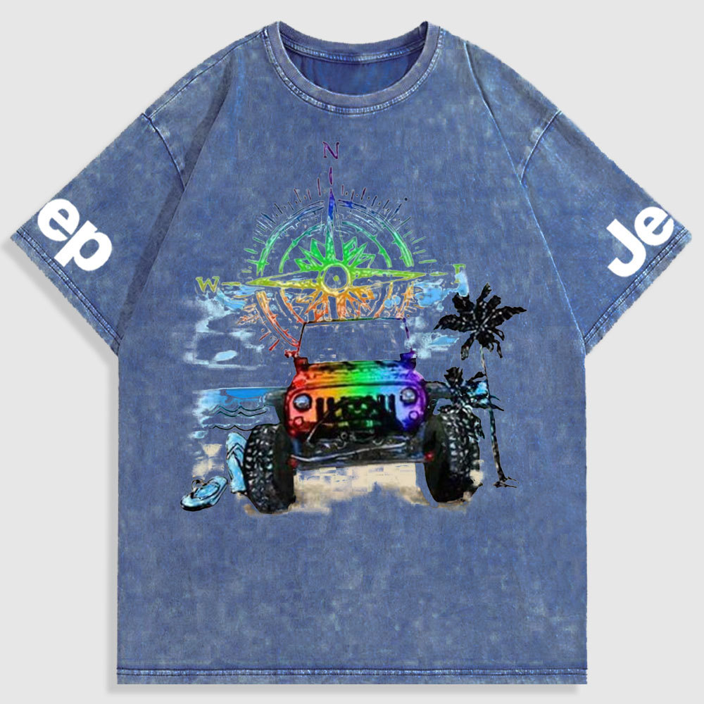 Rainbow Jp and Compass Washed T-Shirt