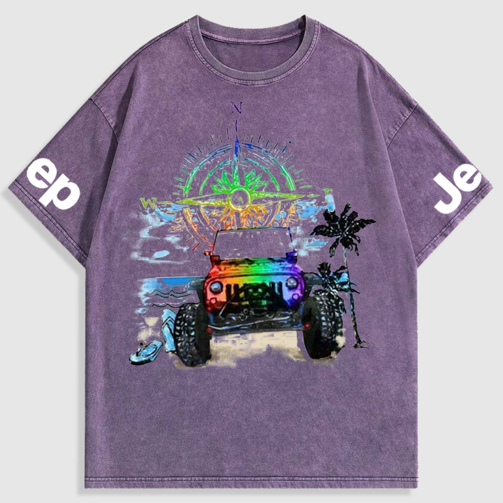 Rainbow Jp and Compass Washed T-Shirt