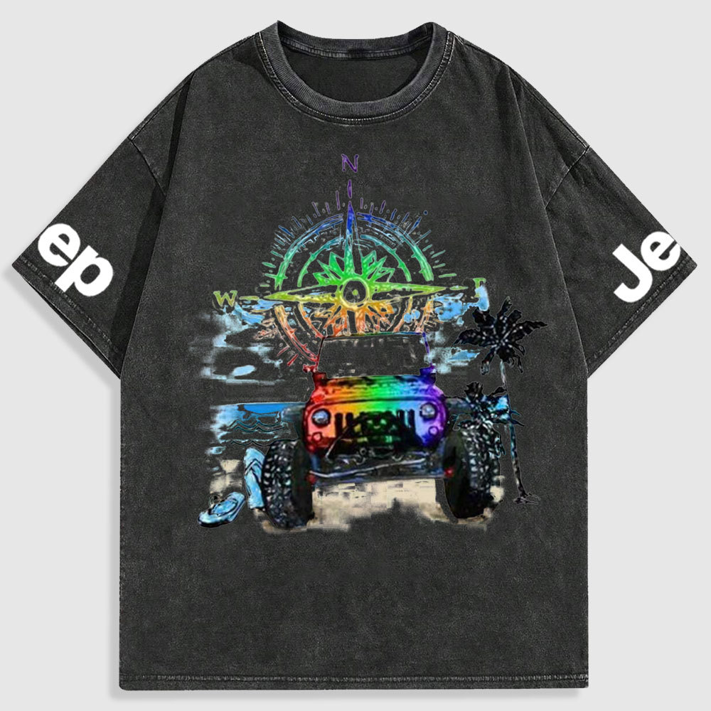 Rainbow Jp and Compass Washed T-Shirt