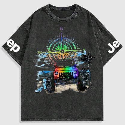Rainbow Jp and Compass Washed T-Shirt