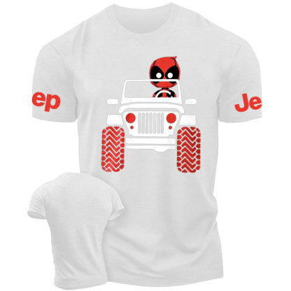 Red Hero Drives a White Jp T-Shirt