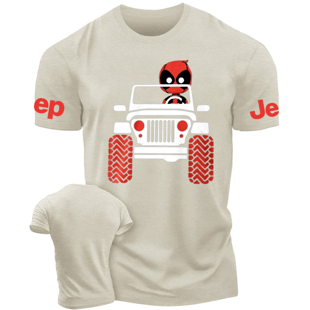 Red Hero Drives a White Jp T-Shirt