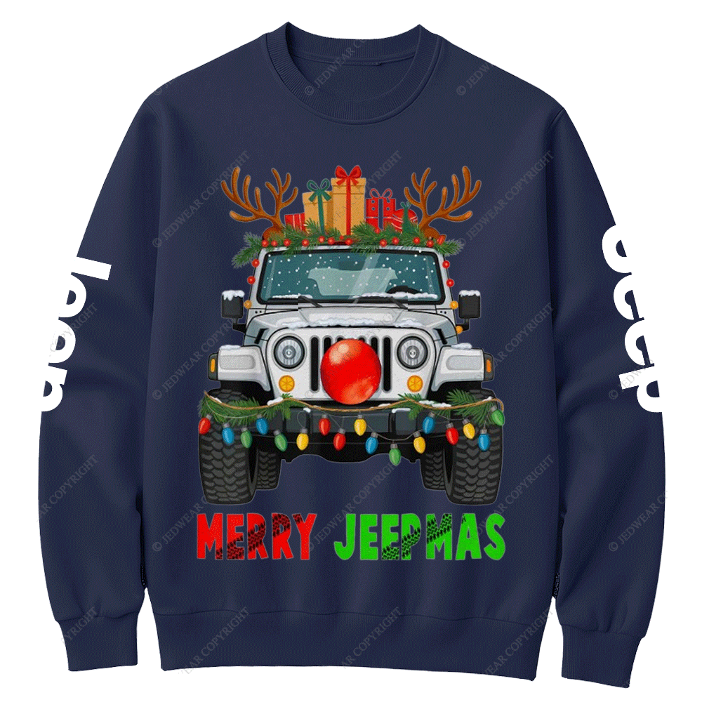 Elk Decorations Christmas Jp Car Merry Jpmas Crew Neck Sweatshirt