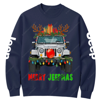 Elk Decorations Christmas Jp Car Merry Jpmas Crew Neck Sweatshirt