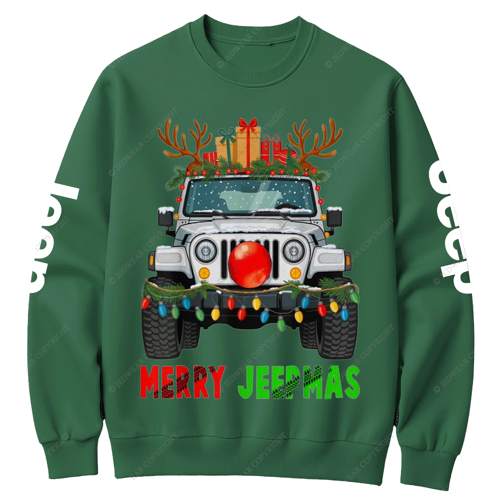 Elk Decorations Christmas Jp Car Merry Jpmas Crew Neck Sweatshirt