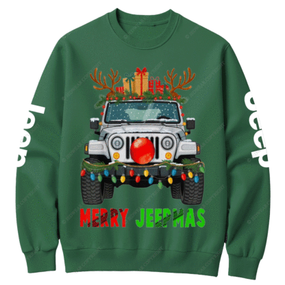 Elk Decorations Christmas Jp Car Merry Jpmas Crew Neck Sweatshirt