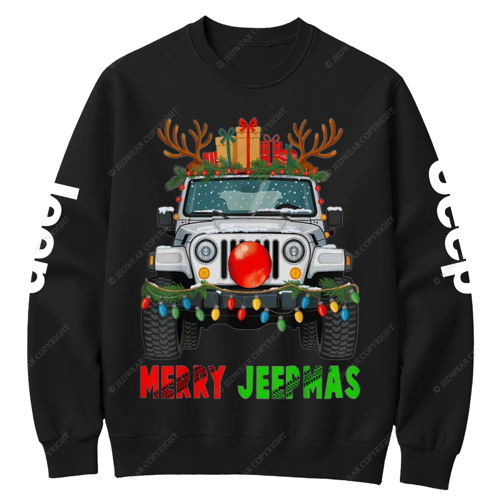Elk Decorations Christmas Jp Car Merry Jpmas Crew Neck Sweatshirt