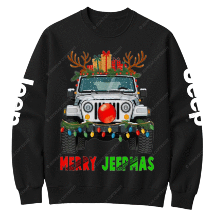 Elk Decorations Christmas Jp Car Merry Jpmas Crew Neck Sweatshirt