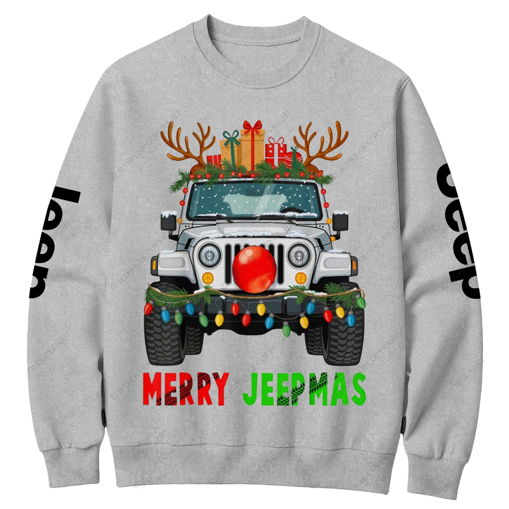 Elk Decorations Christmas Jp Car Merry Jpmas Crew Neck Sweatshirt