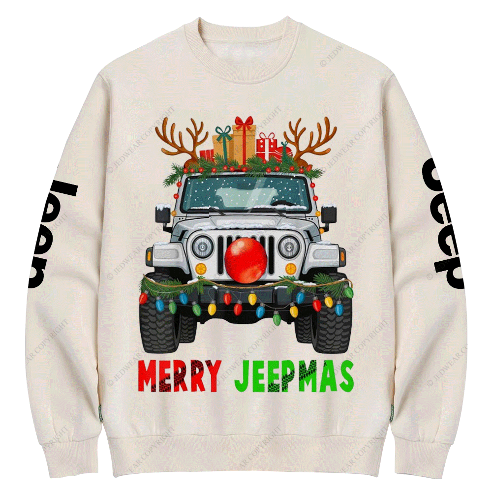 Elk Decorations Christmas Jp Car Merry Jpmas Crew Neck Sweatshirt