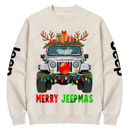 Elk Decorations Christmas Jp Car Merry Jpmas Crew Neck Sweatshirt