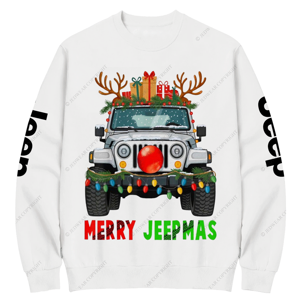 Elk Decorations Christmas Jp Car Merry Jpmas Crew Neck Sweatshirt