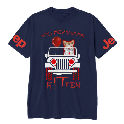 We All Meow Down Here Clown Cat Kitten Drive Jp Halloween T-Shirt