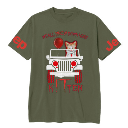 We All Meow Down Here Clown Cat Kitten Drive Jp Halloween T-Shirt