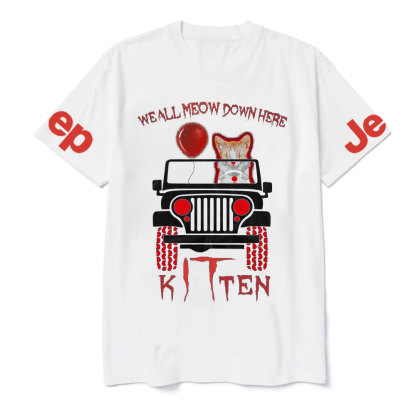 We All Meow Down Here Clown Cat Kitten Drive Jp Halloween T-Shirt