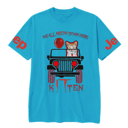 We All Meow Down Here Clown Cat Kitten Drive Jp Halloween T-Shirt