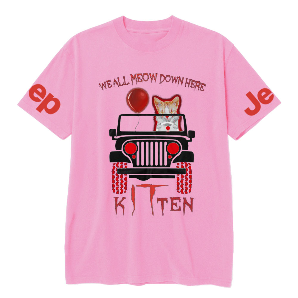 We All Meow Down Here Clown Cat Kitten Drive Jp Halloween T-Shirt