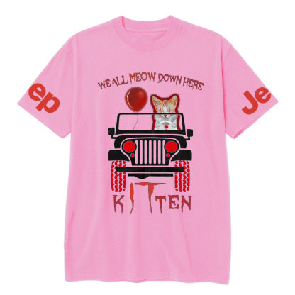 We All Meow Down Here Clown Cat Kitten Drive Jp Halloween T-Shirt