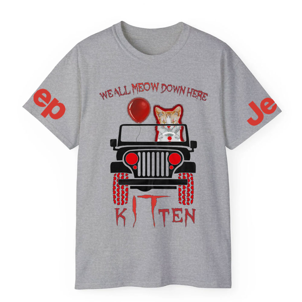 We All Meow Down Here Clown Cat Kitten Drive Jp Halloween T-Shirt