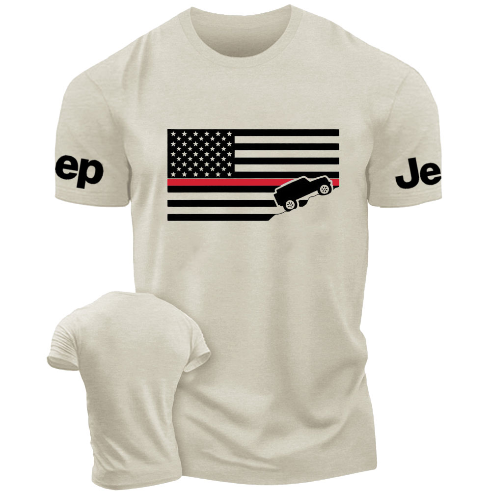 American Jper Thin Red Line with 4x4 Crawling Flag T-Shirt