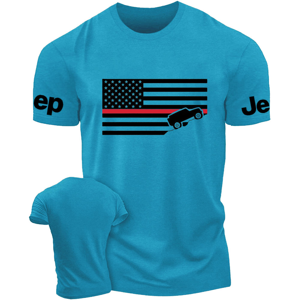 American Jper Thin Red Line with 4x4 Crawling Flag T-Shirt