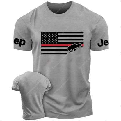 American Jper Thin Red Line with 4x4 Crawling Flag T-Shirt