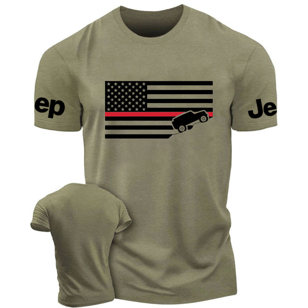American Jper Thin Red Line with 4x4 Crawling Flag T-Shirt