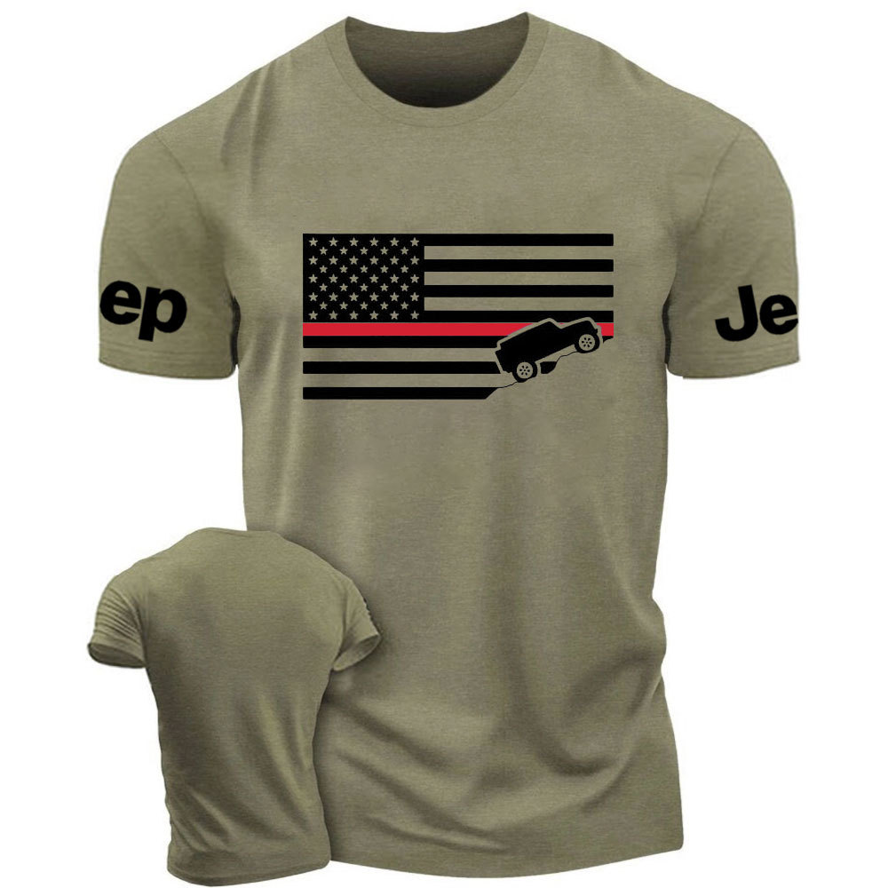 American Jper Thin Red Line with 4x4 Crawling Flag T-Shirt