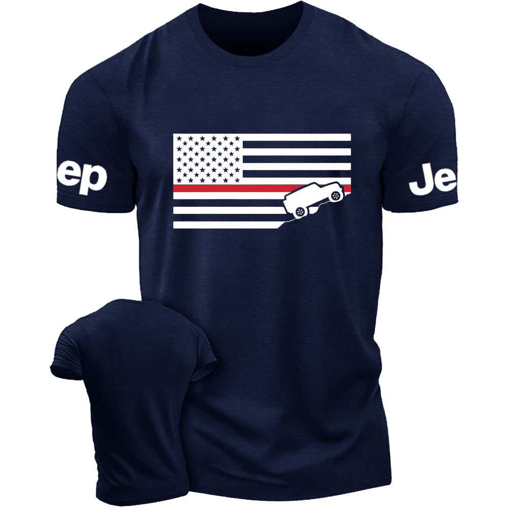 American Jper Thin Red Line with 4x4 Crawling Flag T-Shirt