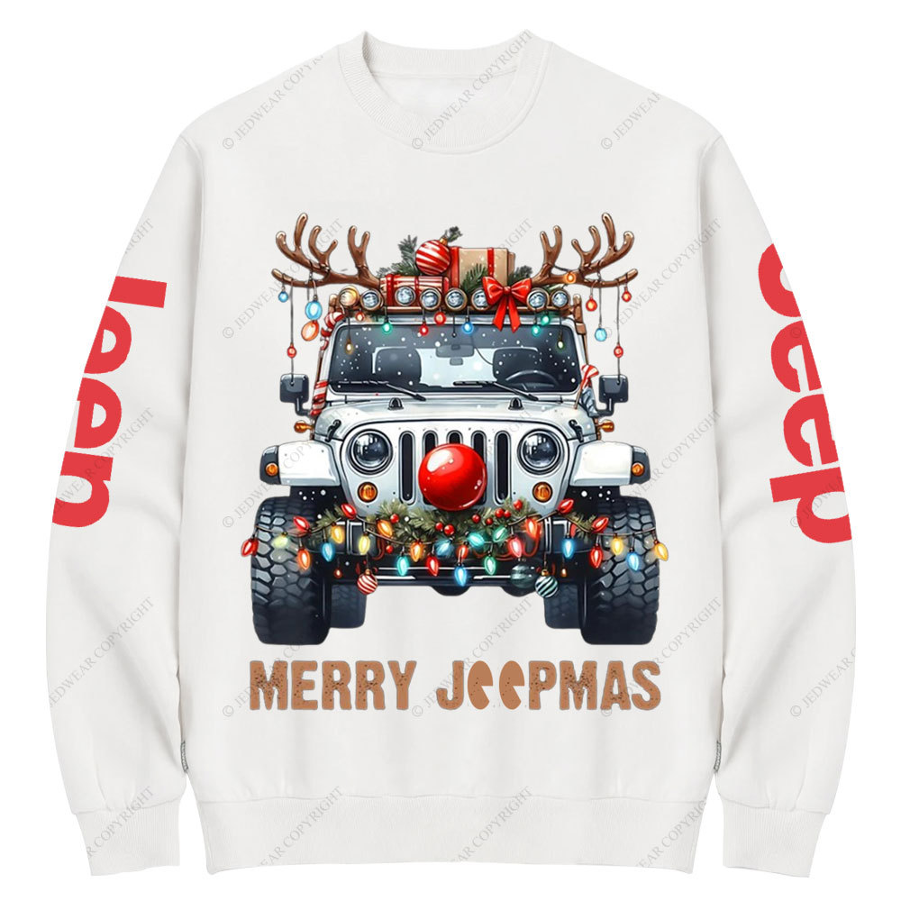 Merry Jpmas Ugly Light Reindeer Christmas Essential Crew Neck Sweatshirt