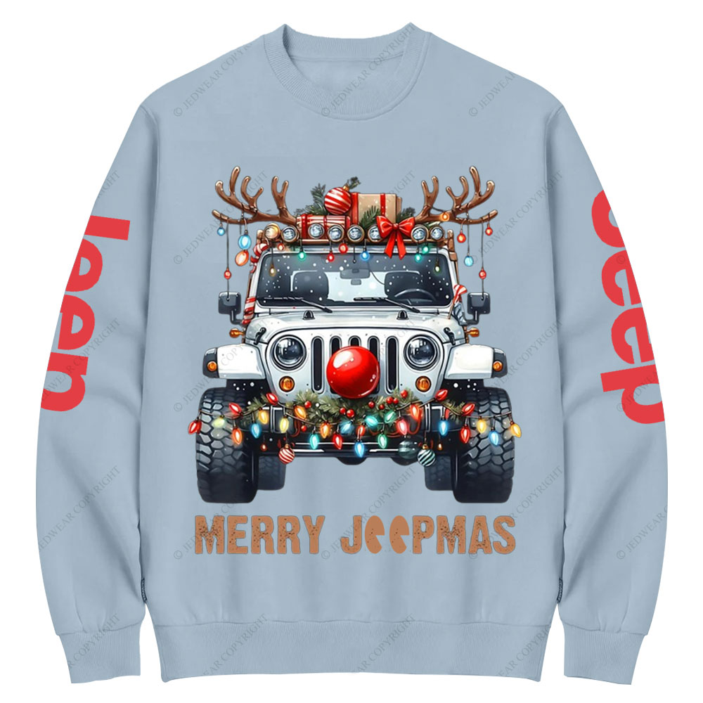 Merry Jpmas Ugly Light Reindeer Christmas Essential Crew Neck Sweatshirt