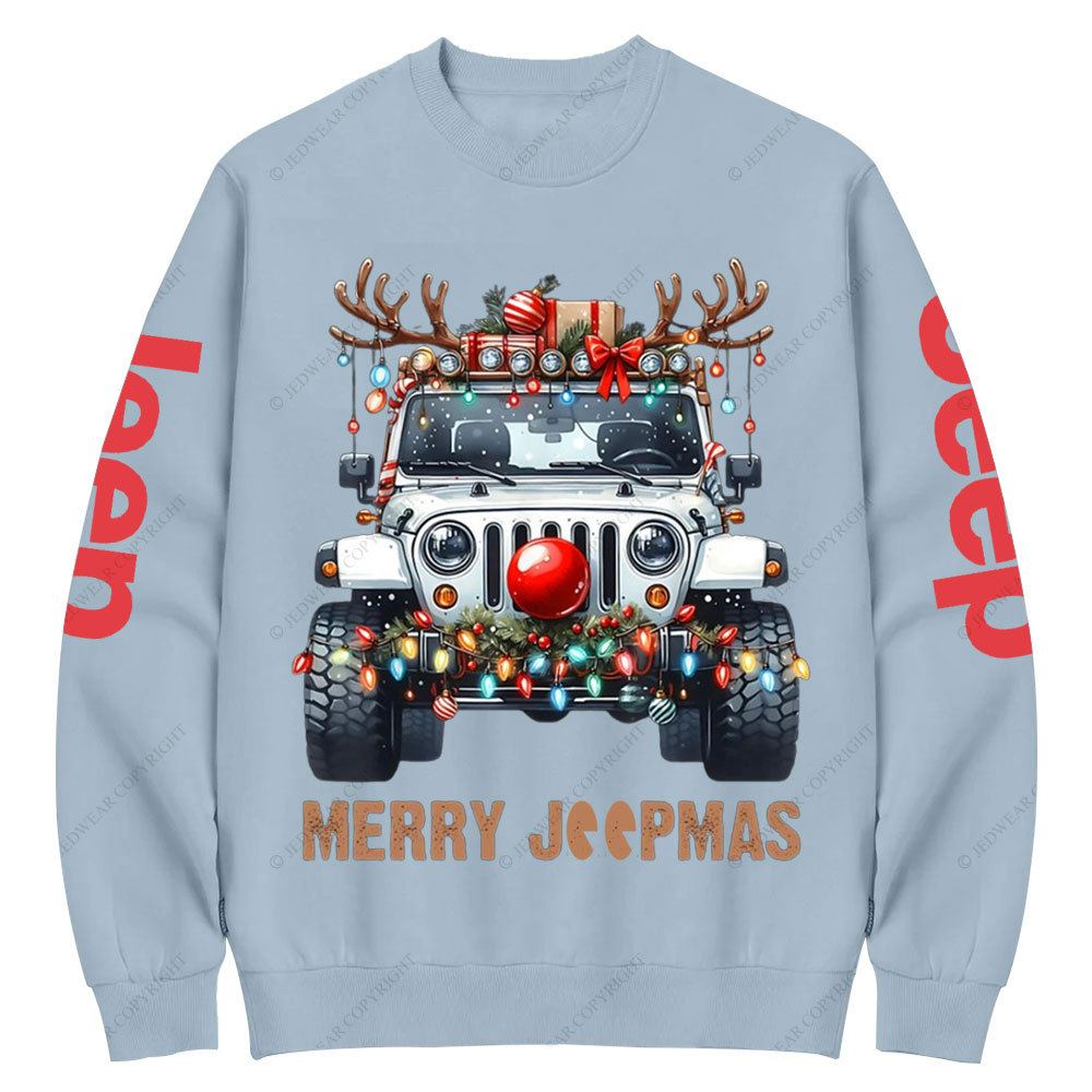 Merry Jpmas Ugly Light Reindeer Christmas Essential Crew Neck Sweatshirt