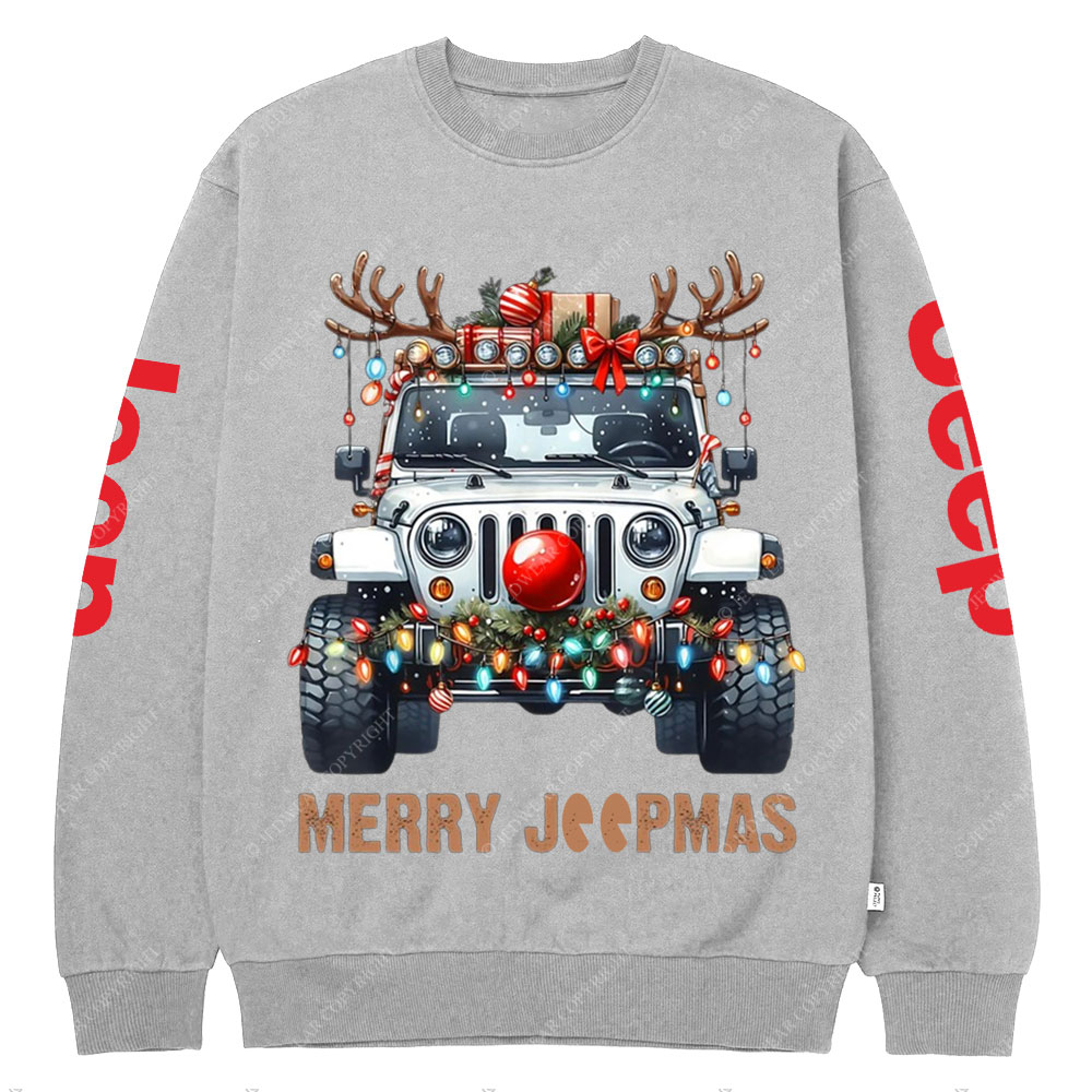 Merry Jpmas Ugly Light Reindeer Christmas Essential Crew Neck Sweatshirt