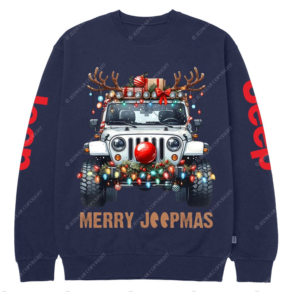 Merry Jpmas Ugly Light Reindeer Christmas Essential Crew Neck Sweatshirt