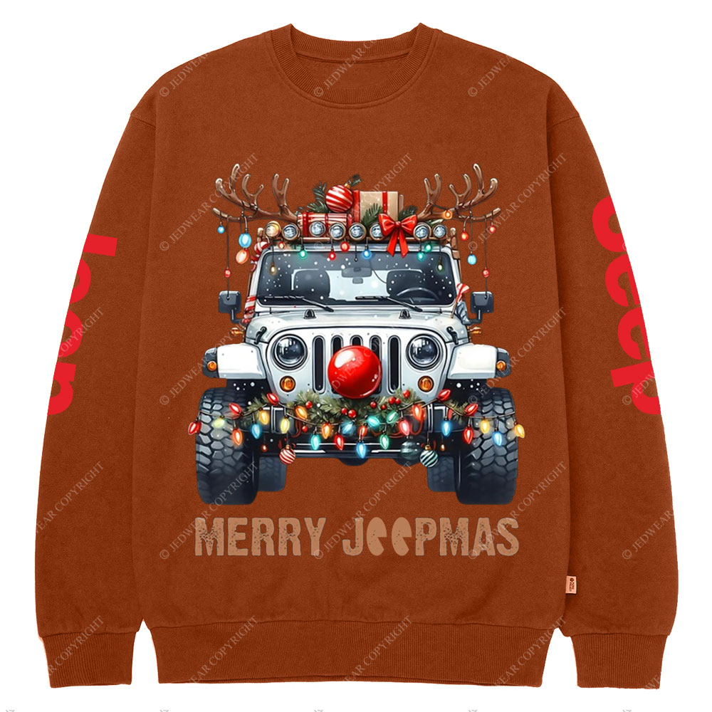 Merry Jpmas Ugly Light Reindeer Christmas Essential Crew Neck Sweatshirt