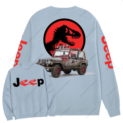 Dinosaur Jp with Red Horror Rex Double Printed Crew Neck Sweatshirt