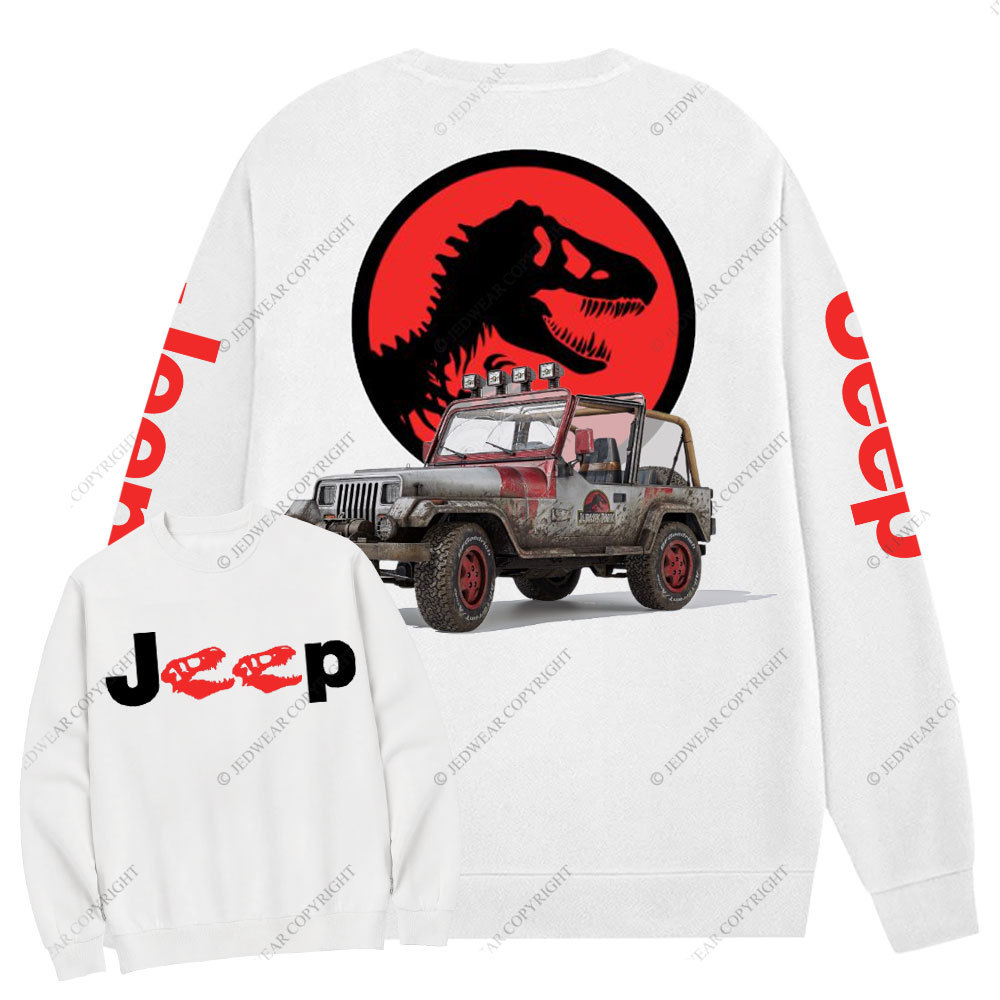 Dinosaur Jp with Red Horror Rex Double Printed Crew Neck Sweatshirt