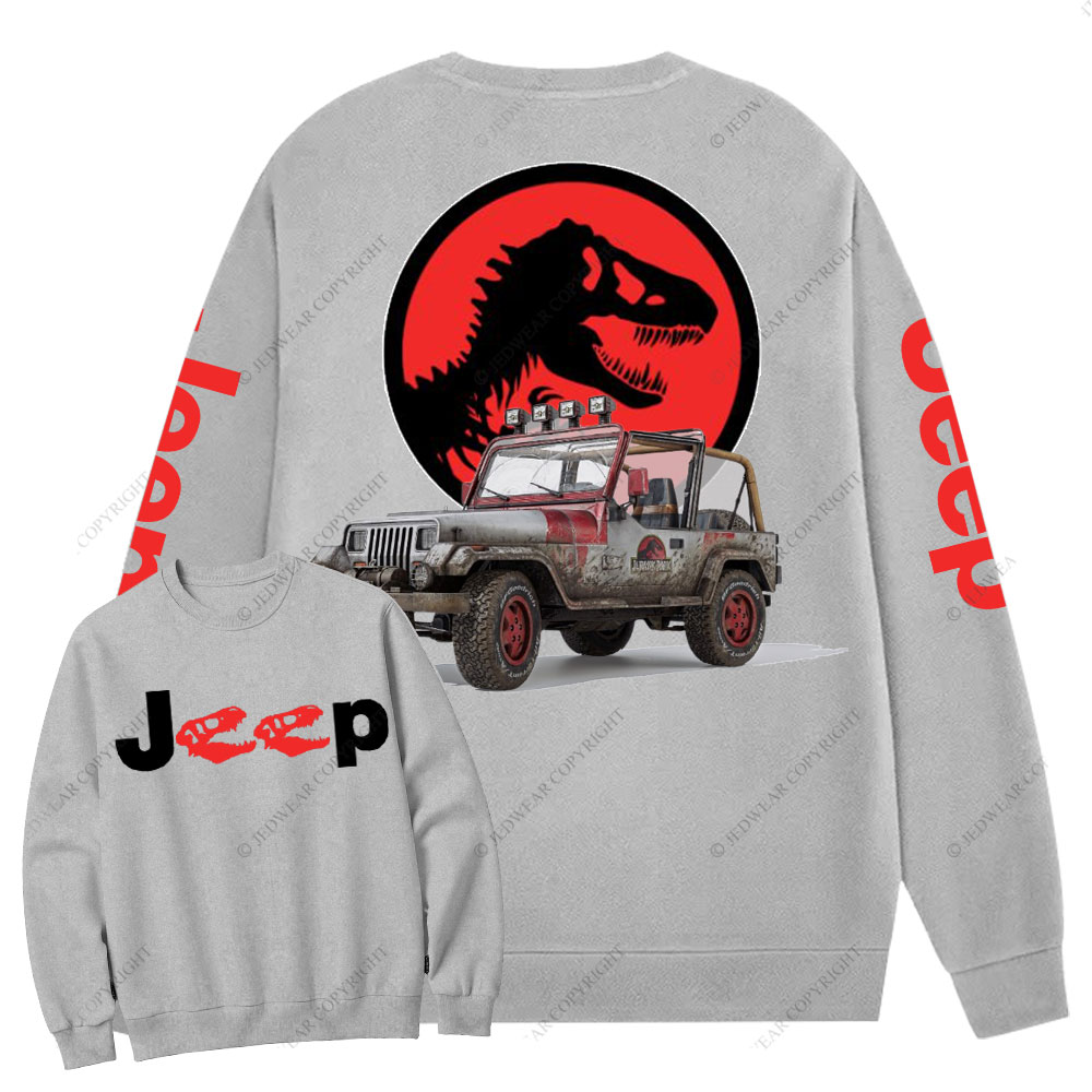 Dinosaur Jp with Red Horror Rex Double Printed Crew Neck Sweatshirt