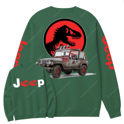 Dinosaur Jp with Red Horror Rex Double Printed Crew Neck Sweatshirt