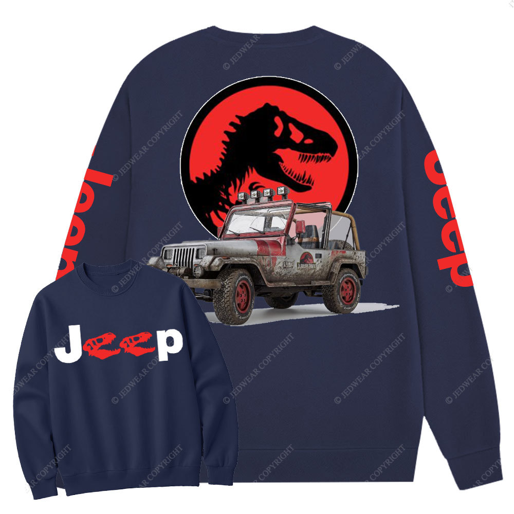 Dinosaur Jp with Red Horror Rex Double Printed Crew Neck Sweatshirt
