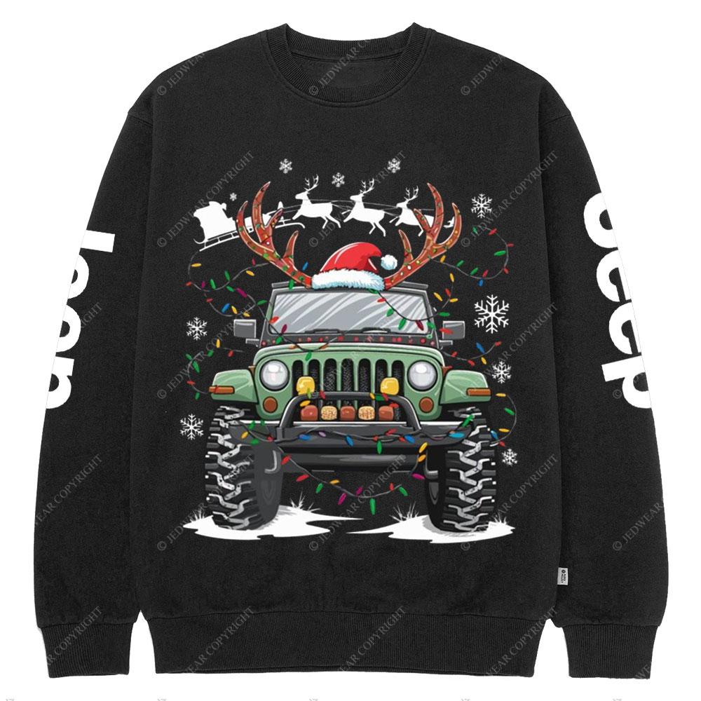 Jp Replace Rrindeer Funny Christmas Crew Neck Sweatshirt