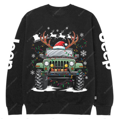Jp Replace Rrindeer Funny Christmas Crew Neck Sweatshirt